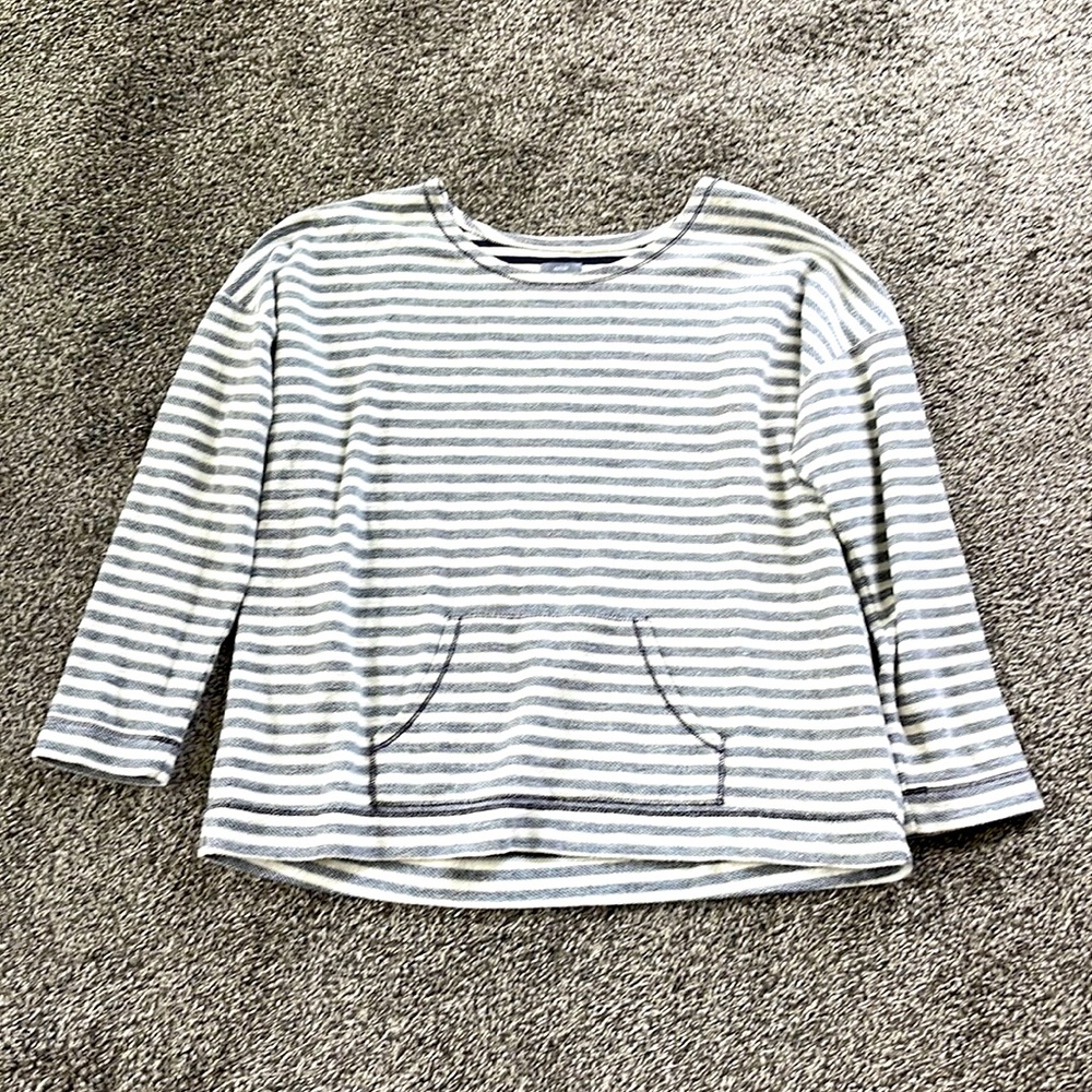 Aerie Blue and White Striped Sweatshirt, Size M